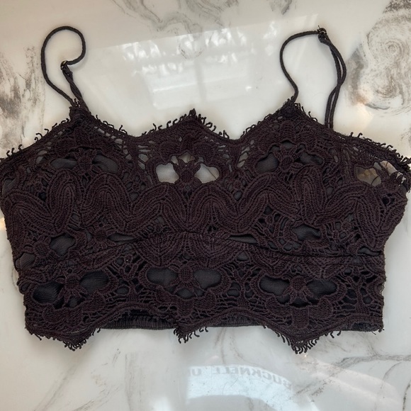 Free People lace bralette, chocolate color. - Picture 1 of 4